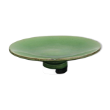 Vintage 50s-60s dish in green enamelled terracotta