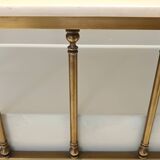 Pair of Brass and White Lacquered Nightstands with Marble Tops, Italy