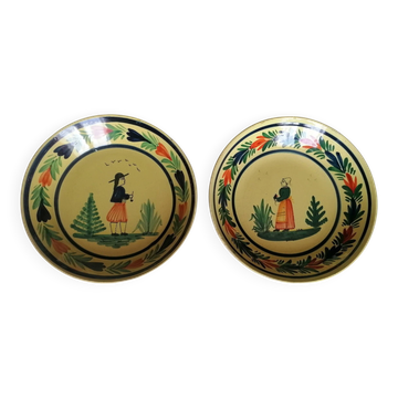 Two plates from the Breton faience HB Quimper.