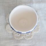 Small vintage white earthenware bowl with blue gingham pattern