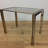 Side table, chrome and gold sofa 1970 style Hollywood Regency