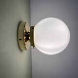 Vintage globe wall or ceiling light in white opaline