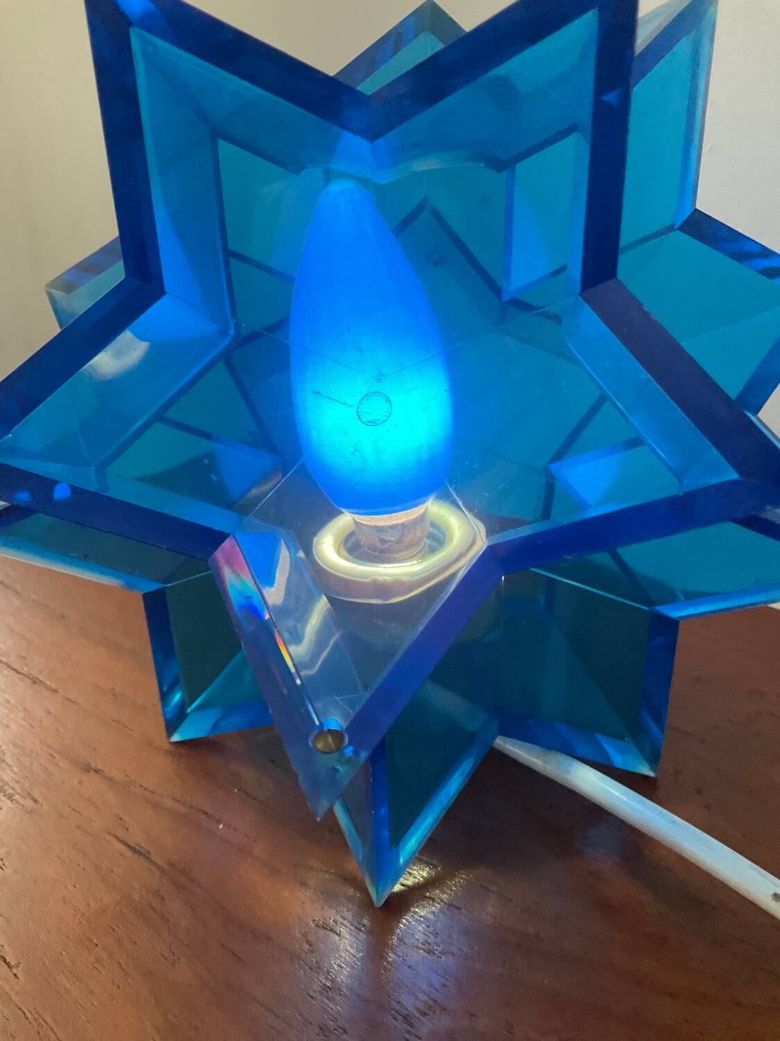 Vintage blue plexiglass star lamp