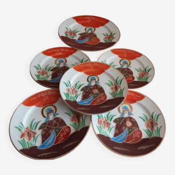 5 assiettes a dessert et plat  porcelaine asiatique  chine  japon