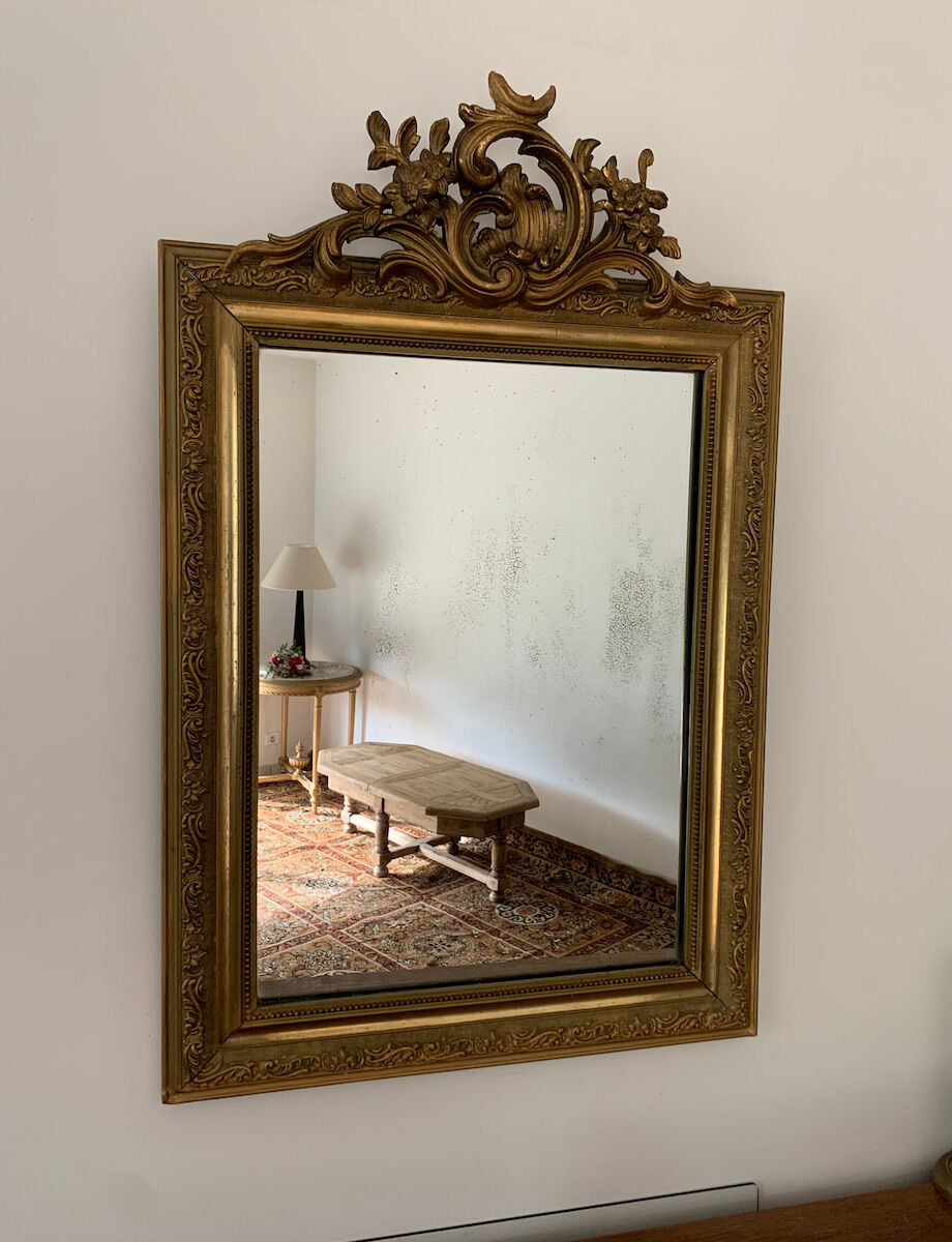 Mirror with molded pediment in Louis XVI style