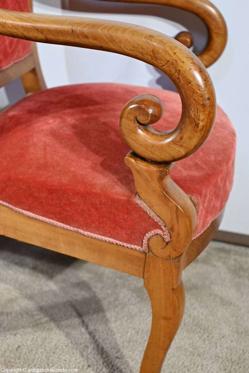 Pair of Cherry Wood Armchairs, Louis Philippe Period – 1st Part 19th