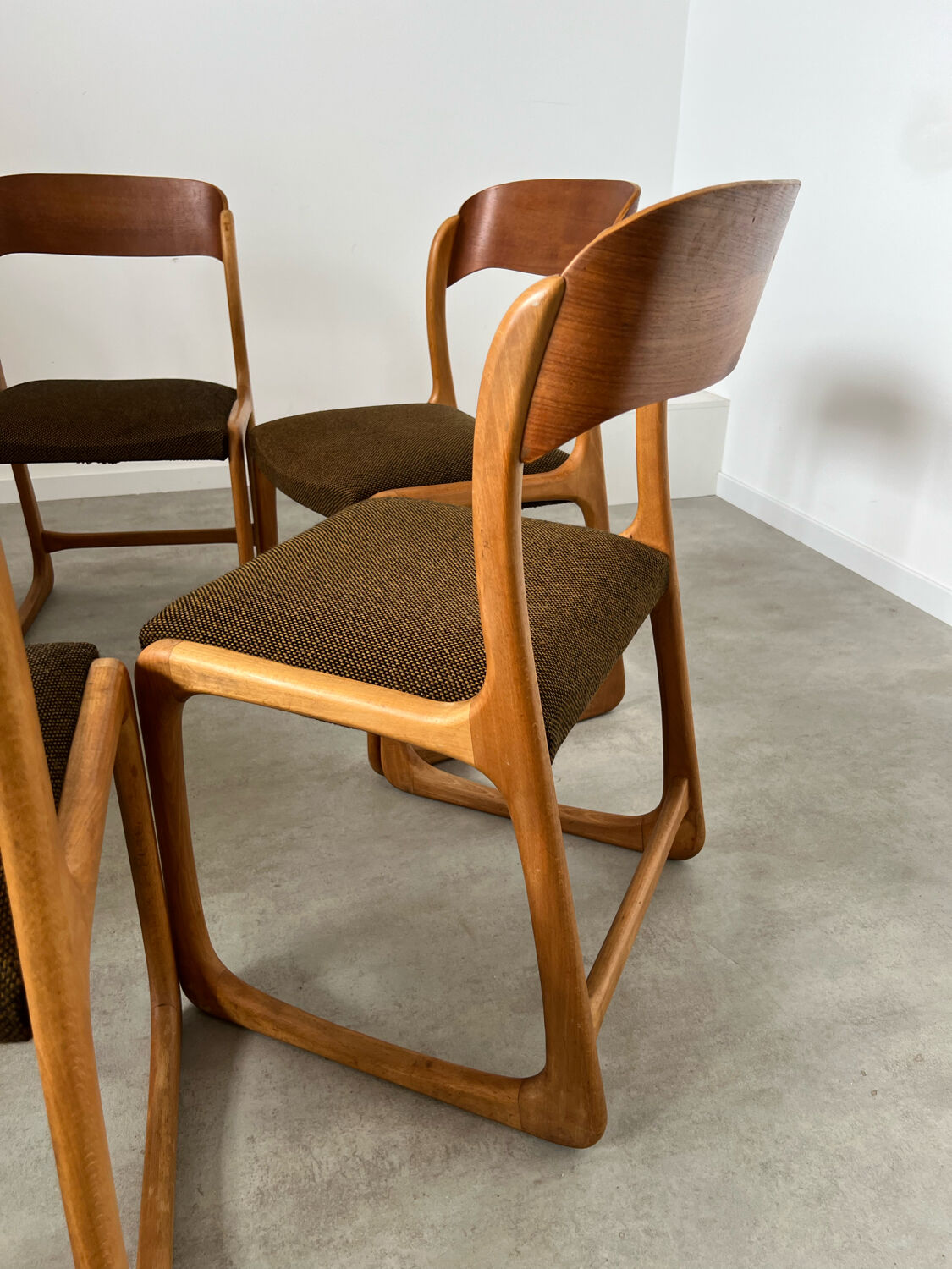 Set of 6 wooden chairs sled baumann vintage / year 60