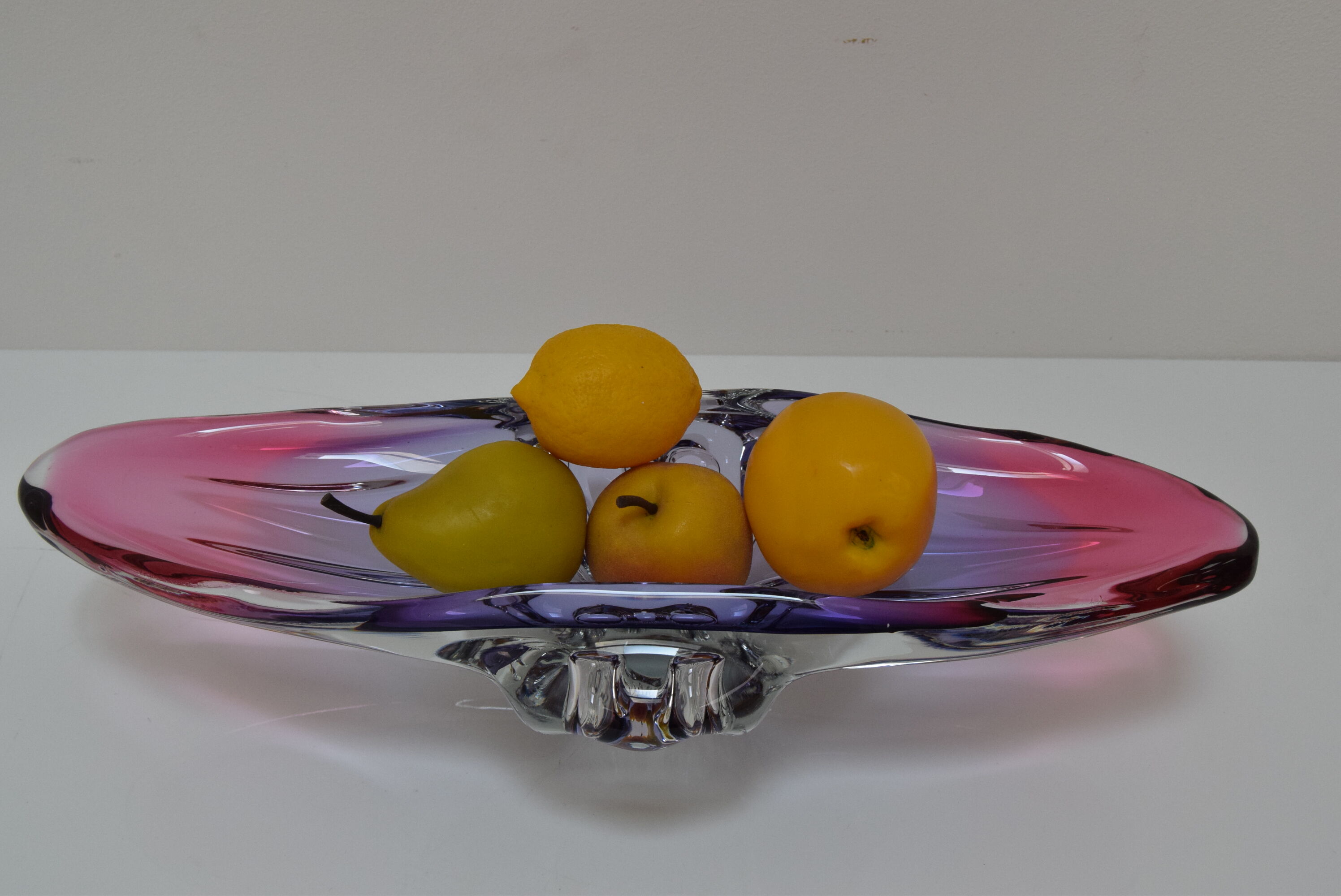 Art Glass Oblong Bowl by Josef Hospodka for Glasswork Chřibská,1960'