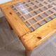 Vintage modernist coffee table in pine and glass 70s 80s