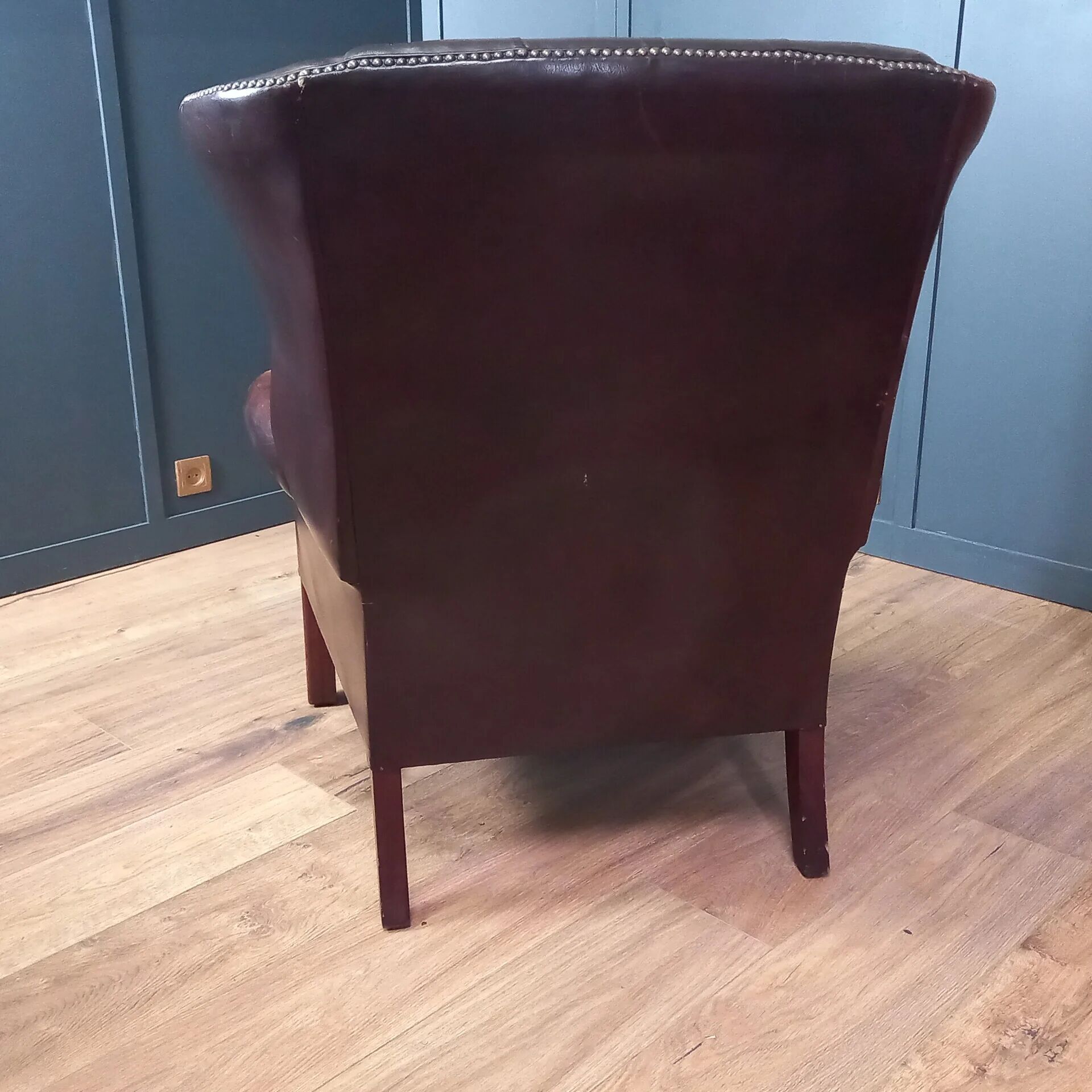 2x Chesterfield wingback armchair