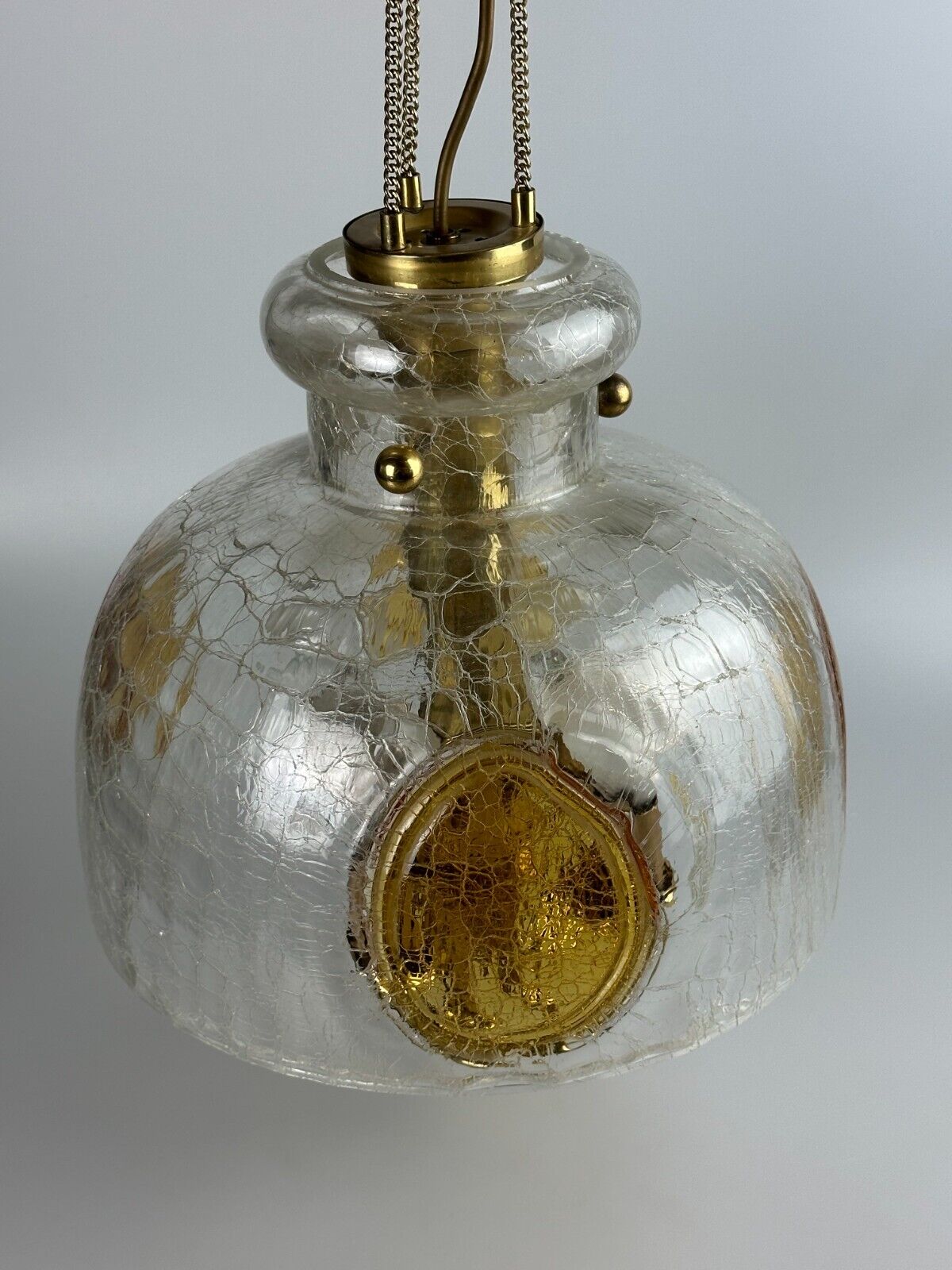 1960's 1970's brutalist ceiling lamp pendant lamp brass & murano glass