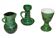 Vintage set in green glazed ceramic, Hungarian folk decor — set of 3 pieces