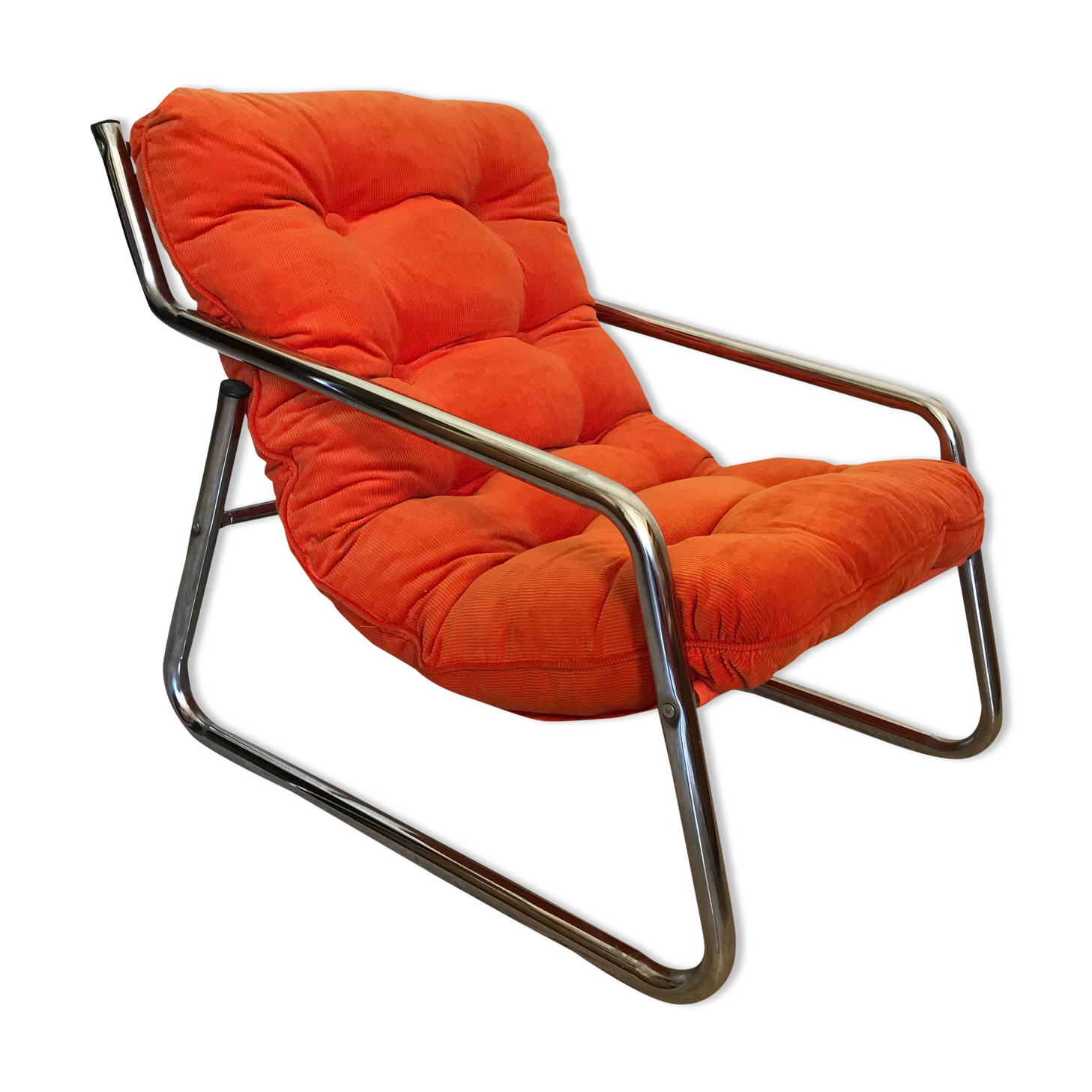 Vintage pop heater armchair 1970's chrome tubing