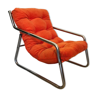 Vintage pop heater armchair 1970's chrome tubing