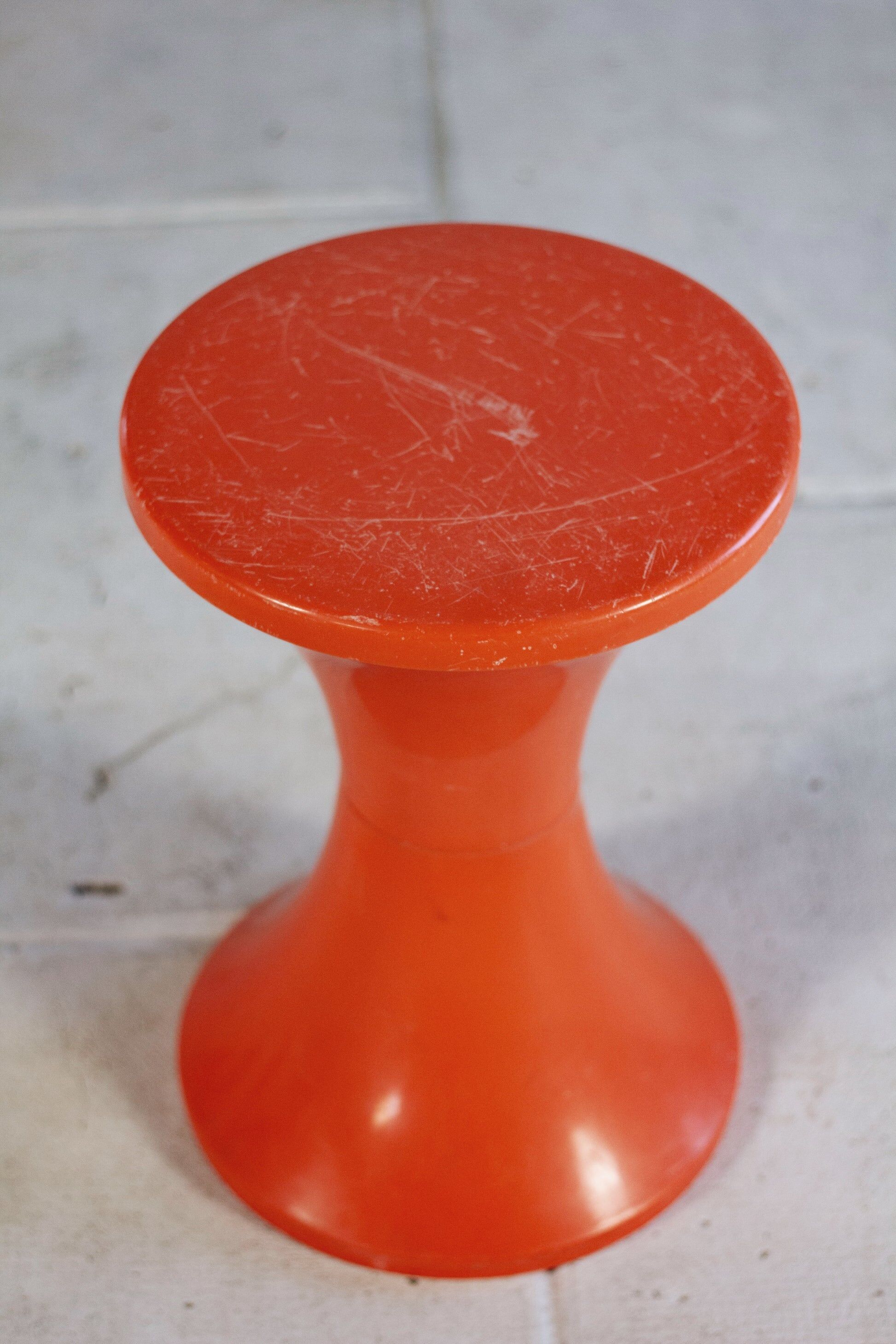 Dark orange Tam Tam stool by Henri Massonnet for Stamp, 1970