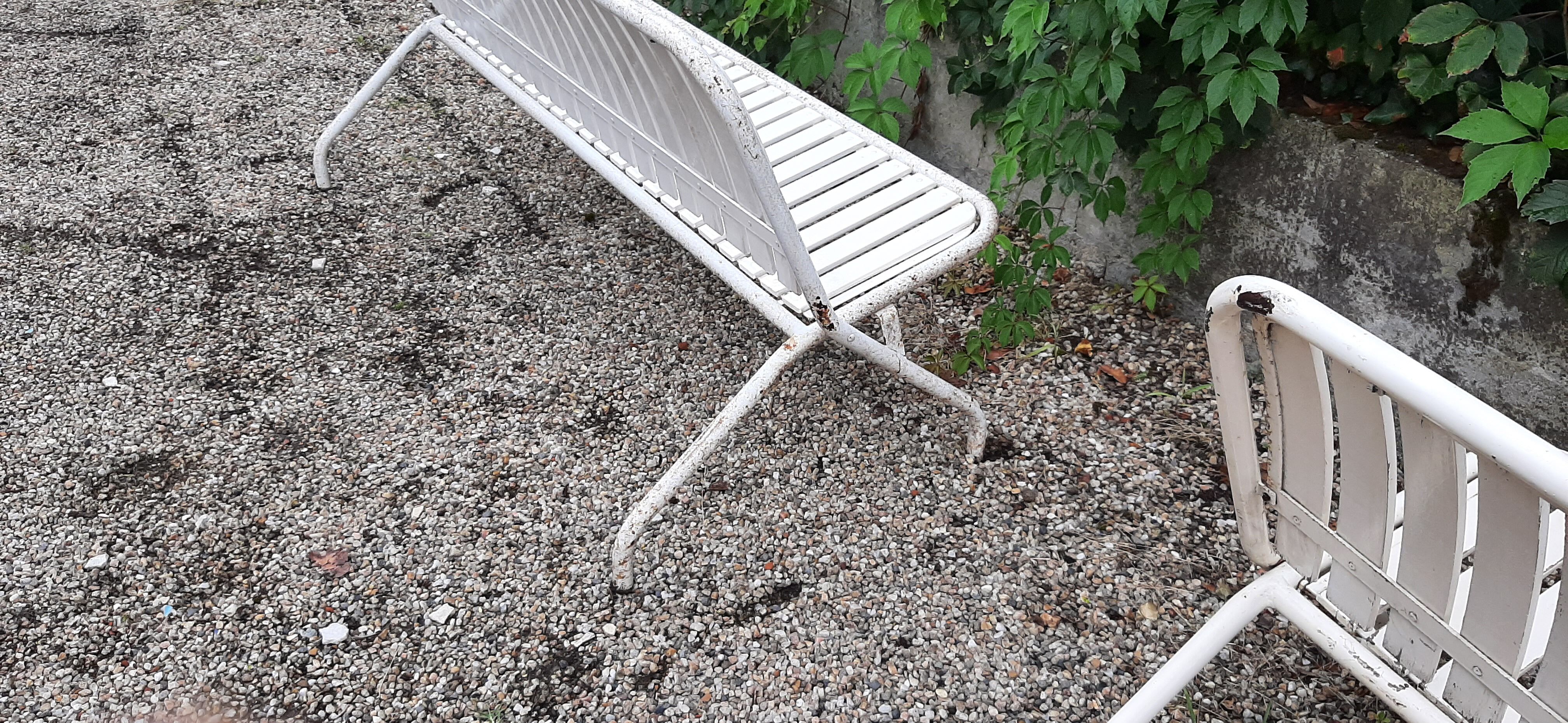 Metal and wood outdoor bench