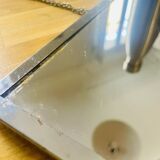 Barber mirror with chrome metal surround