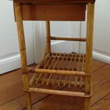 Rattan and vintage bamboo bedside table