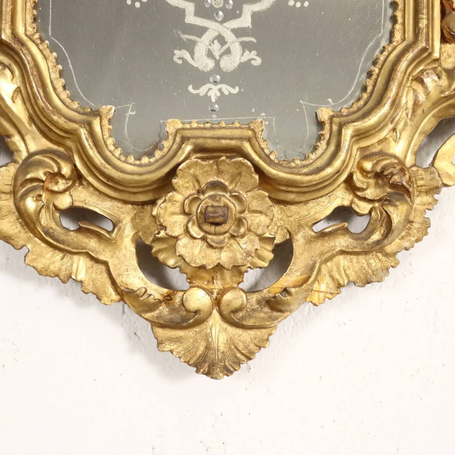 Antique baroque mirrors from the mid-18th century, mercury mirror.