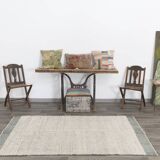 Tapis vintage en laine fait main vert cendré 4x7 nuances, 129x217Cm SK 34947