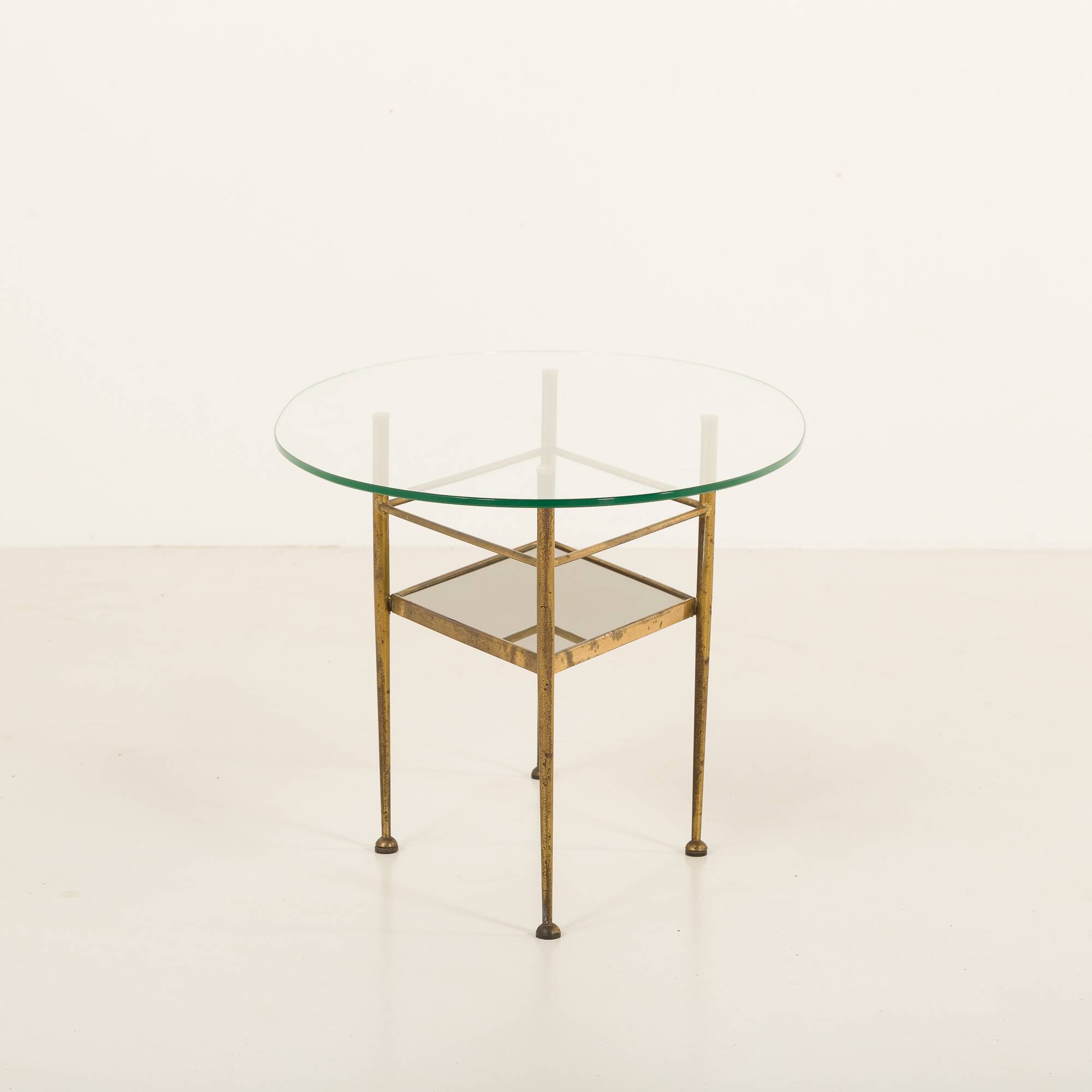 Table en verre et laiton de style italien des années 1970, inspirée par Gio Ponti.