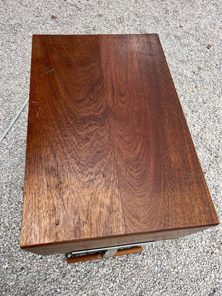 Vintage wood and metal console