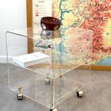 David Lange Plexiglas table on wheels