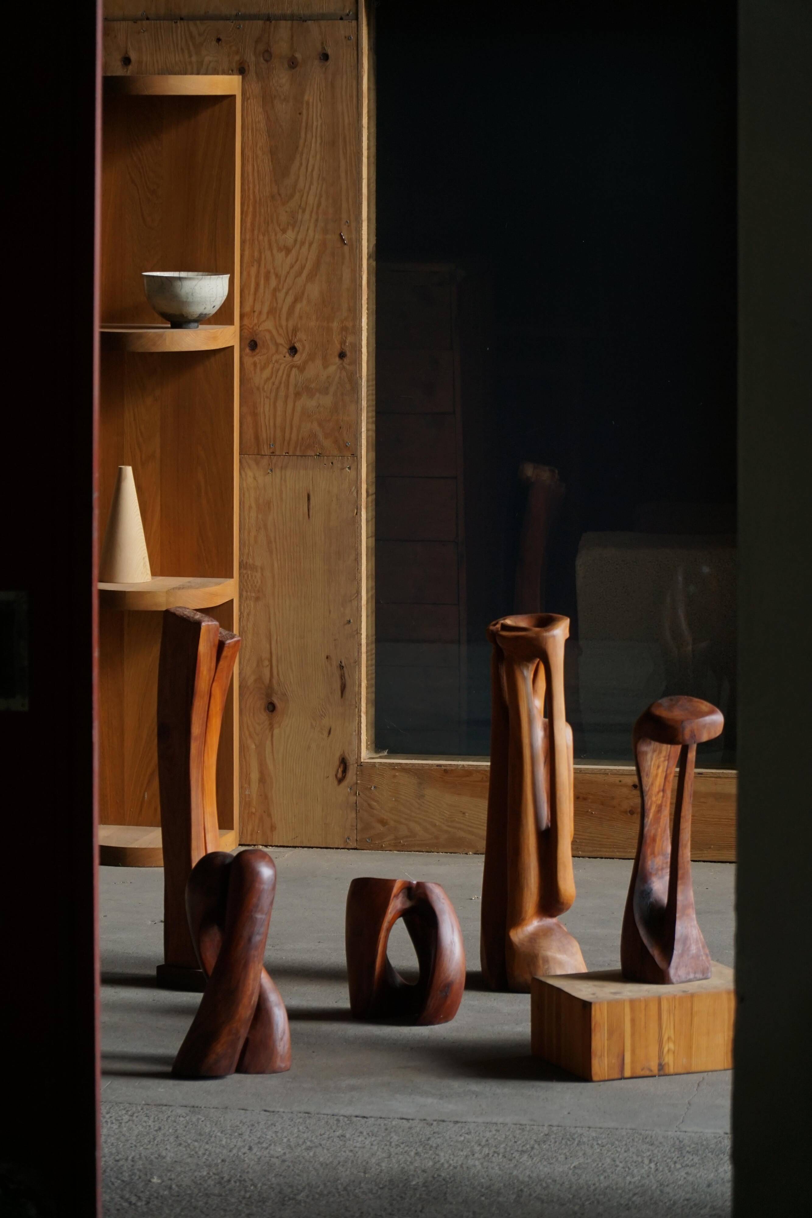 Large wooden sculpture "Woman" by Ole Wettergren, Danish modern, 1970s.