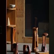 Large wooden sculpture "Woman" by Ole Wettergren, Danish modern, 1970s.