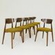 Lot de 6 chaises de salle à manger modernes en hêtre, bouclé jaune, bois foncé
