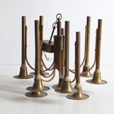 Brass trumpet chandelier, 1970s