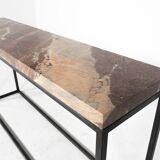 Mid-Century Modern Marble and Iron Console