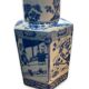 White and blue porcelain tea pot circa 1950