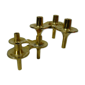 Set of 2 golden Nagel candleholders