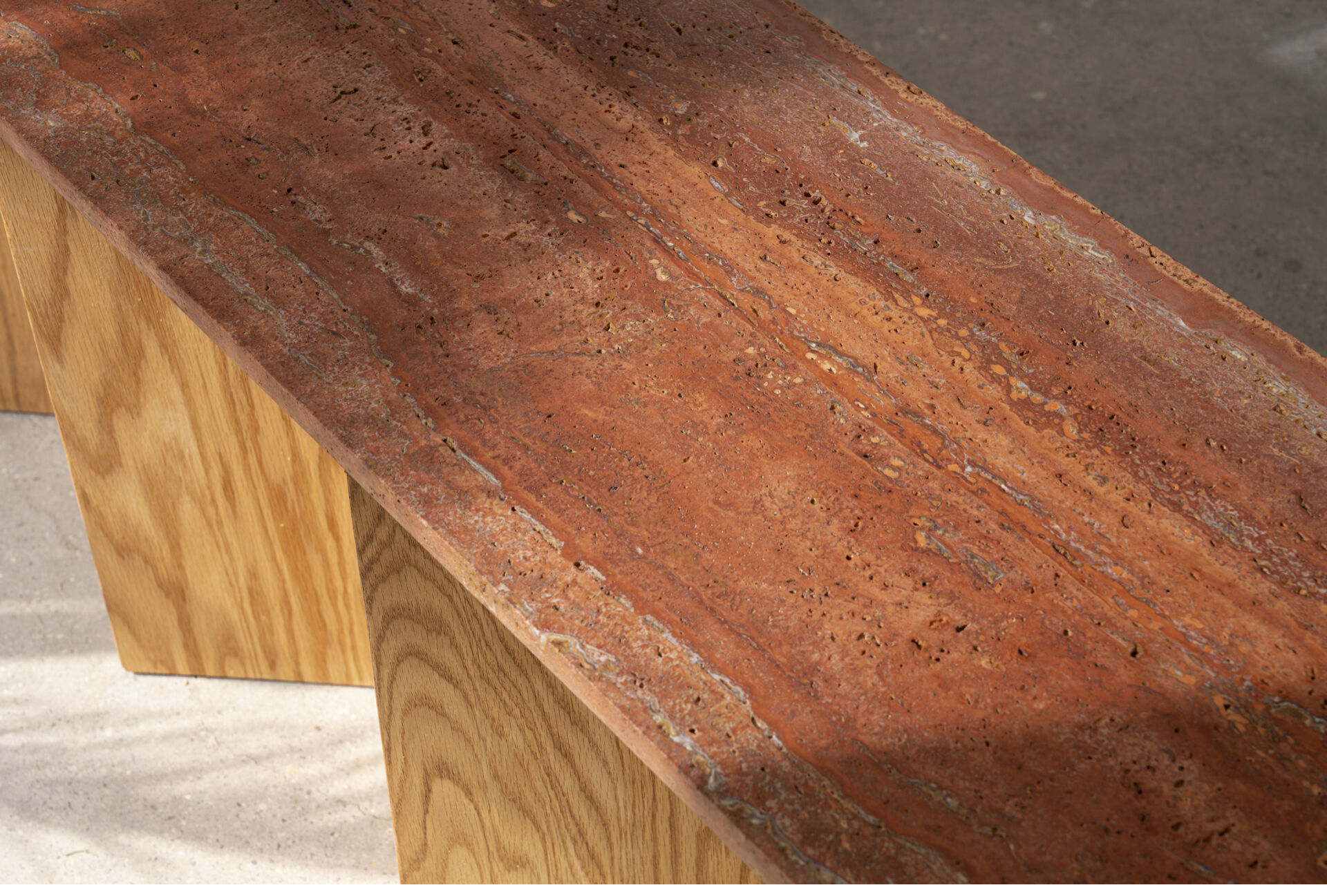 Stone and wood bench
