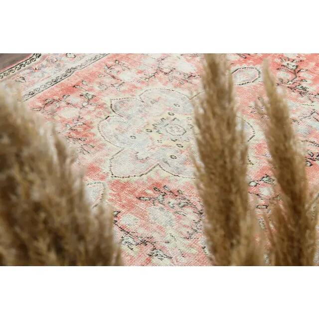 1970s Vintage Turkish Oushak Handmade Wool Cotton Red Area Rug 190x310