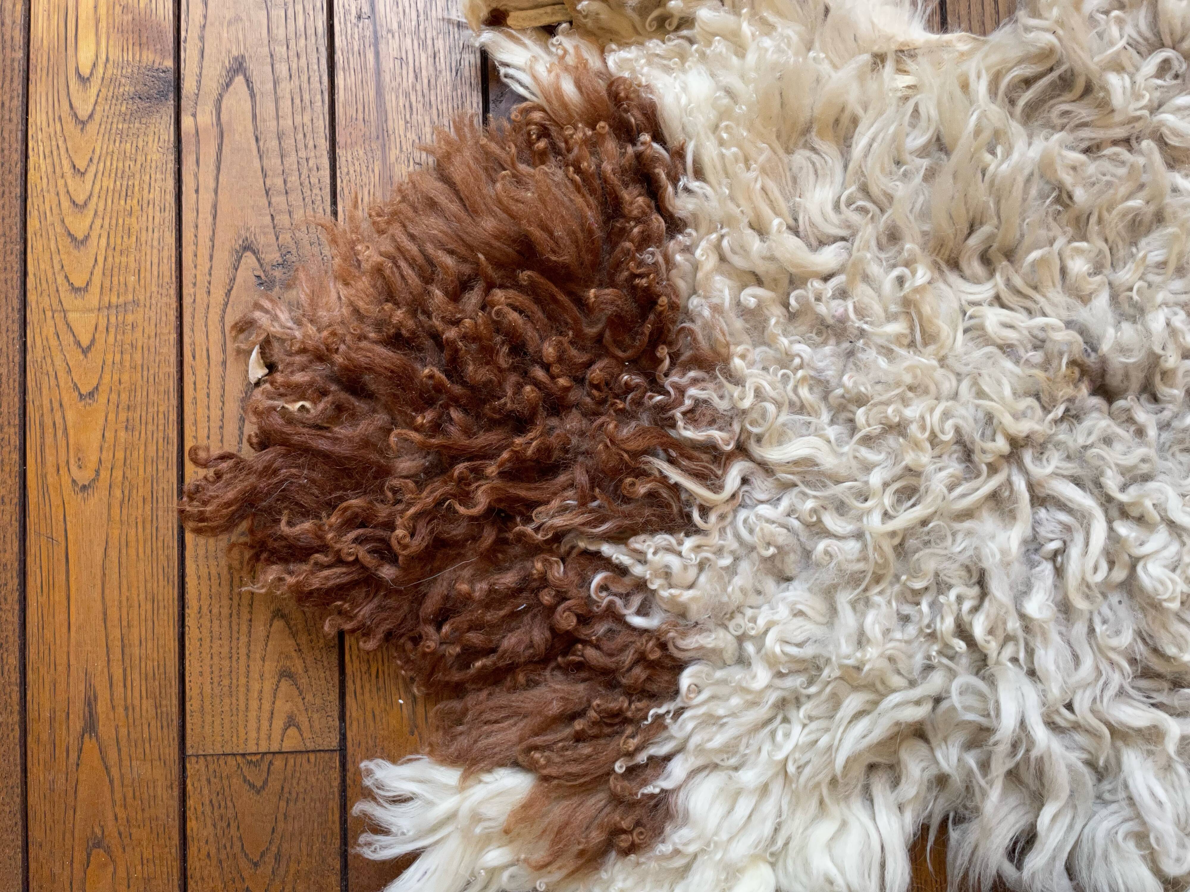Small sheepskin, raw, brown and beige, authentic