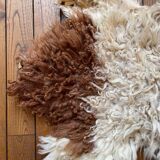 Small sheepskin, raw, brown and beige, authentic