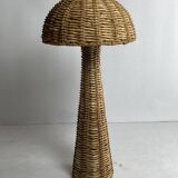 Rattan woven banana leaf mushroom floor lamp, 1960s