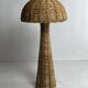 Rattan woven banana leaf mushroom floor lamp, 1960s