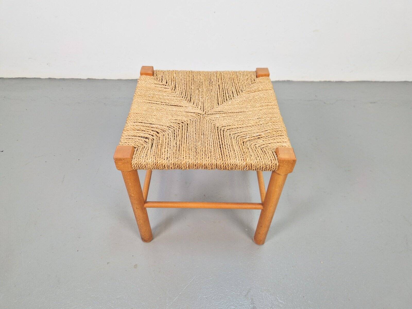 Vintage Danish Rope Stool in Beech, 1960s