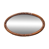 Large Art Deco oval mirror in carved wood - 87 x 53 cm