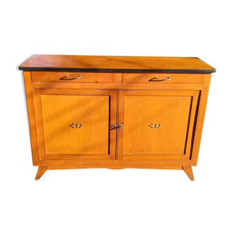 Low sideboard of the 50s feet compass 2 doors 2 drawers