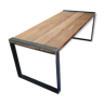 Raw wood/metal dining table