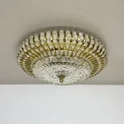 Ceiling Light in Hollywood Regency Style made of Glass and Brass, Ernst Palme Palwa, 1970s, Germany