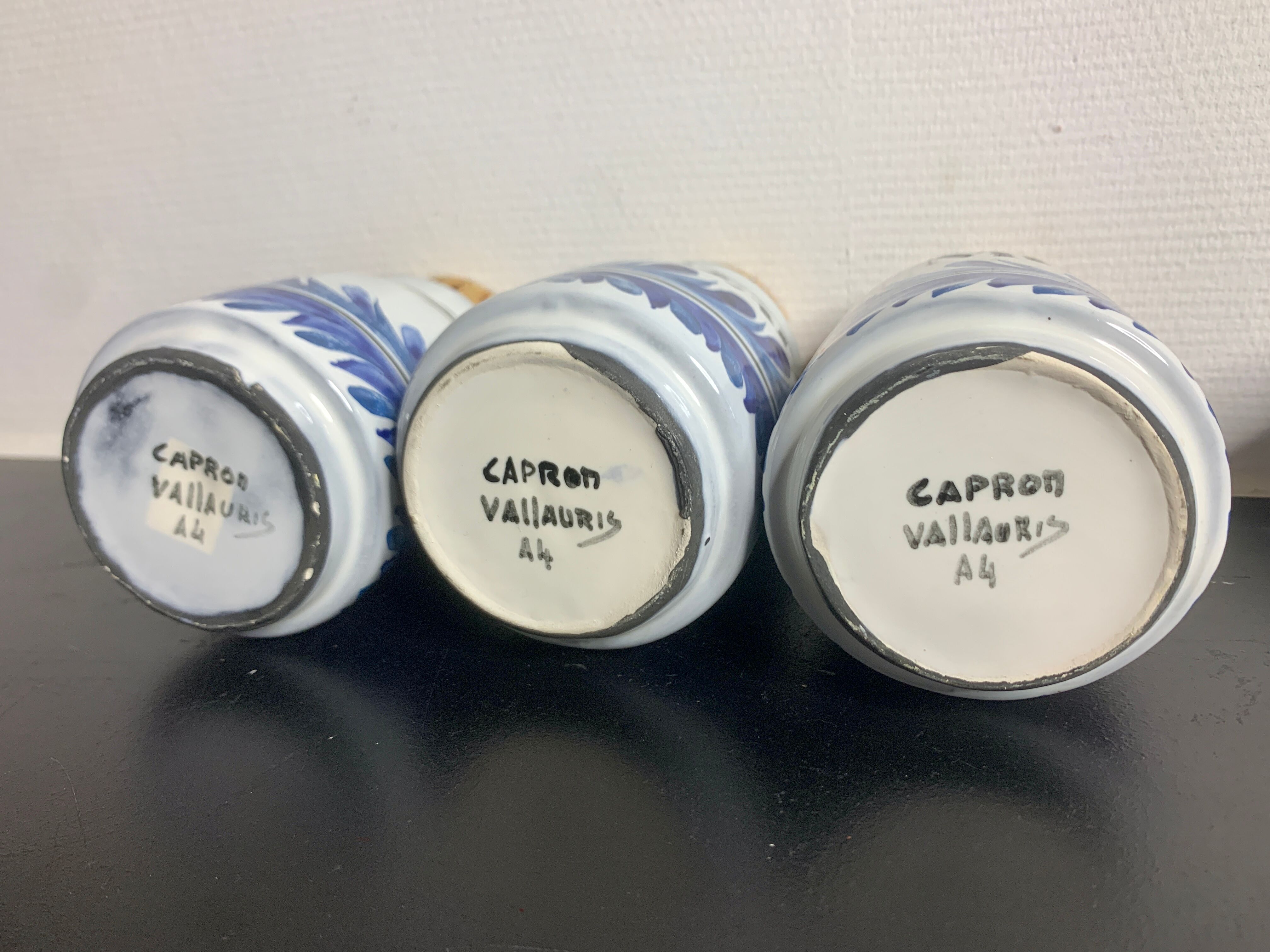 Set of 8 ceramic spice pots by Roger Capron