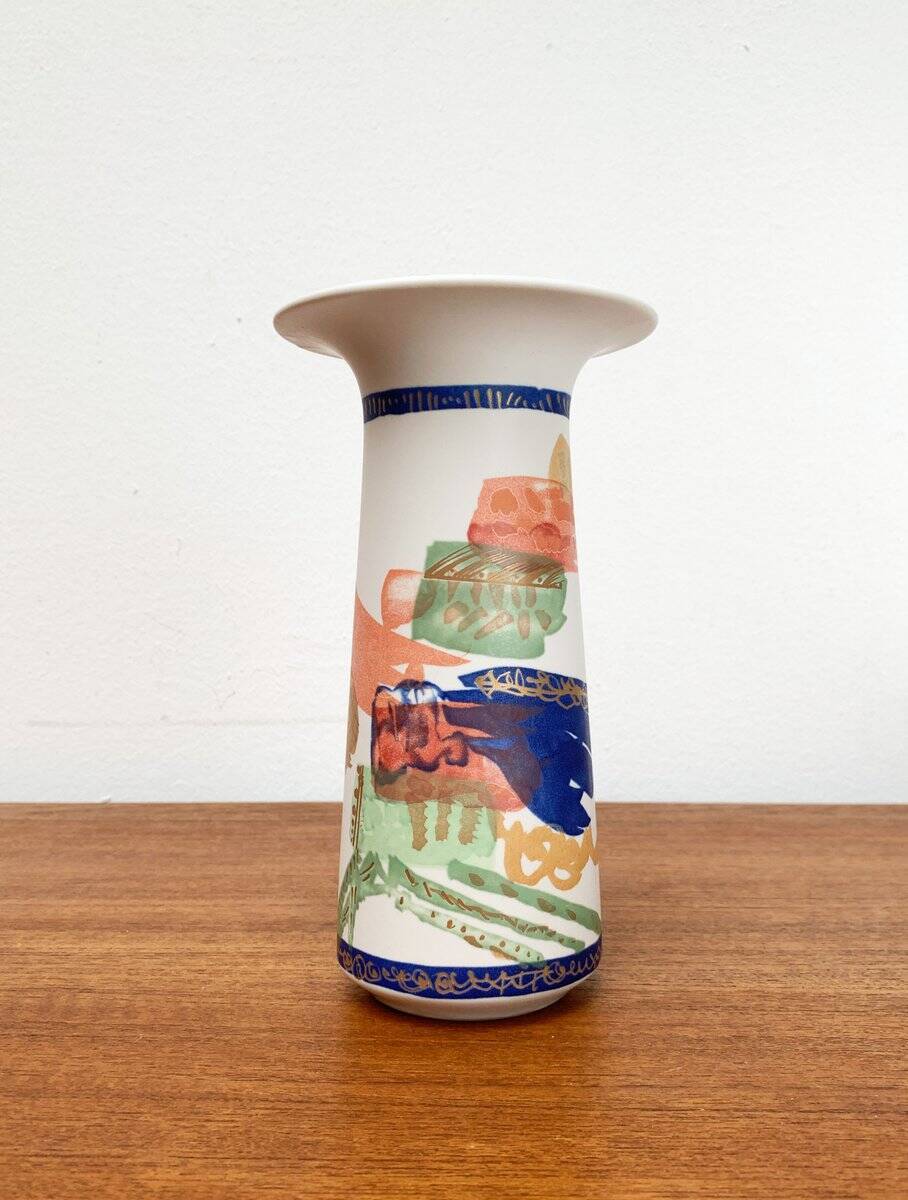 Vintage German ceramic vase Postmodern Alta Mira series by Gilbert Portanier for Rosenthal, 1980s.