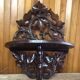 Carved wood wall shelf vintage vine leaves decor #a465