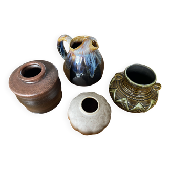 Set of 4 vintage French and German vases - Strehla, Vallauris, Steuler