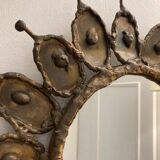 Miroir brutaliste en laiton et cuivre 1960